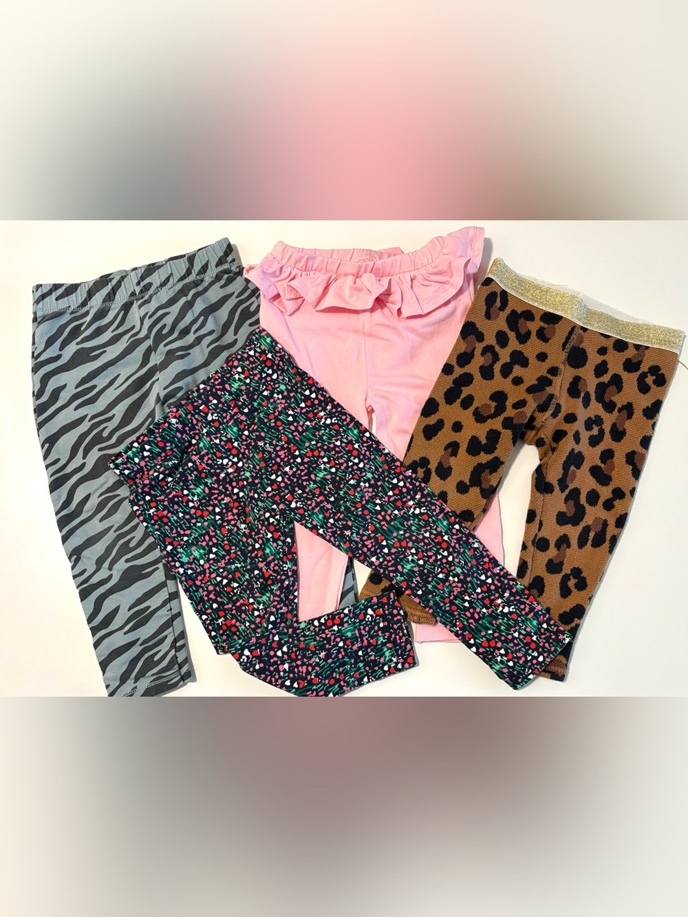 bundles baby by jojo Pink & Black Leggings Set Baby 18-24M